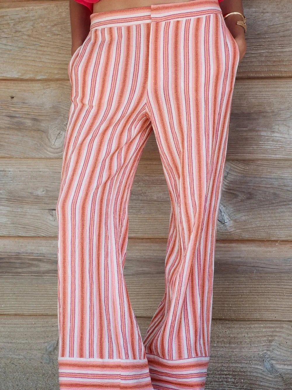 Zara Striped Pink & Cream womens Bottoms